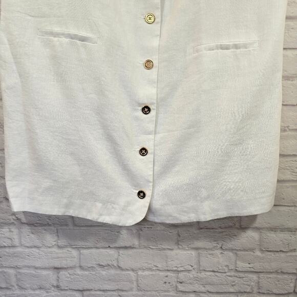 R J.Crew White Button Down Claudia Linen Dress NWT Size 2X Above Knee Sheath - Picture 4 of 10